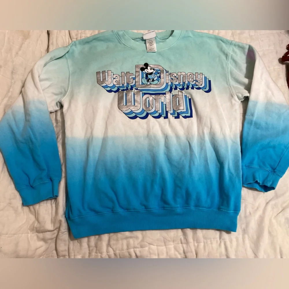 Walt disney world ombre retro sweatshirt L disney parks blues - Picture 1 of 8